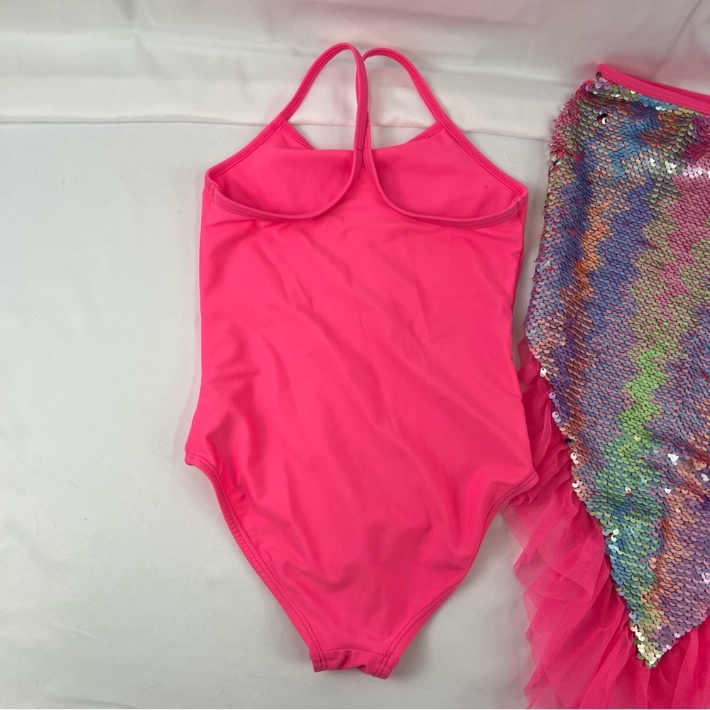 Wonder Nation - Girl's Swim Suit with Mermaid Tail - Pink -Sequins - 6/6x -Small - Picture 7 of 13